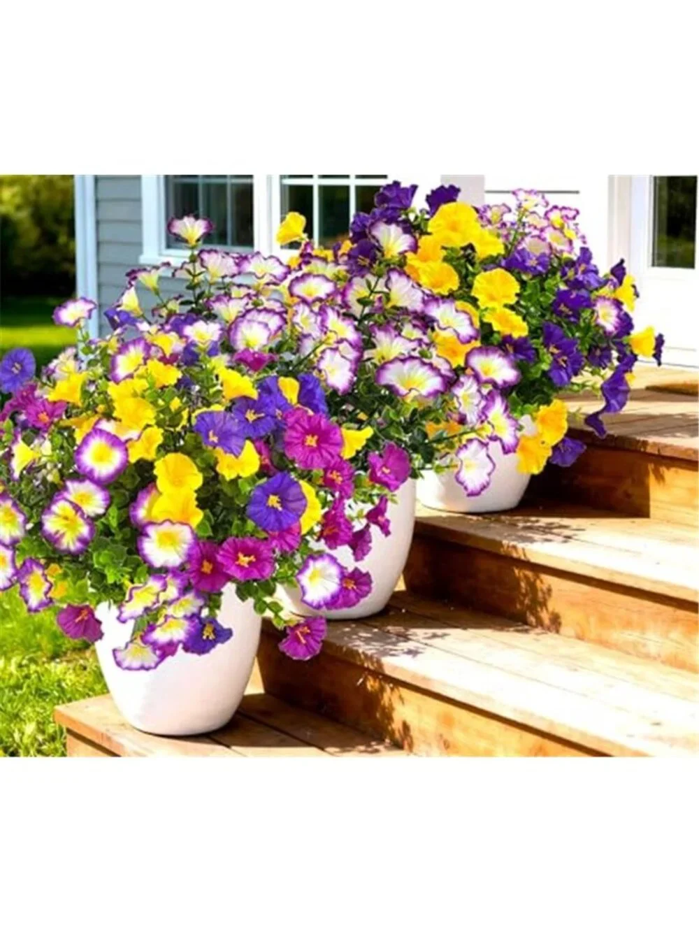 Fake Outdoor Flowers UV Resistant Faux Silk Morning Glory Spring Porch Decor 12